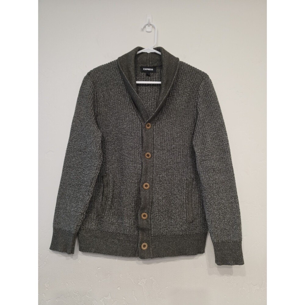 Express Men's Green Knit Cardigan With Pockets Size Medium